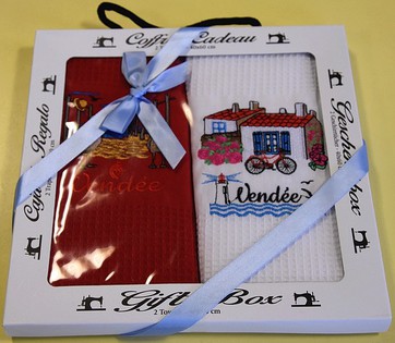 Textile_coffret 2 torchons maison et oiseaux